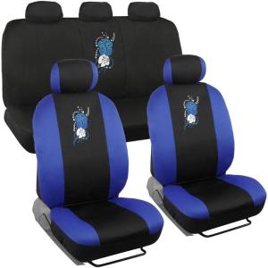 imageBDK SC452BL SC452BL 9 Piece Set Hibiscus Flower Print Design Seat CoversFit for Car SUV Van and Truck Blue HawaiianBlue
