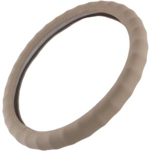 imageBDK SW899MG Genuine Leather Car Steering Wheel Cover 14515 inch MediumGray Easy InstallationBeige