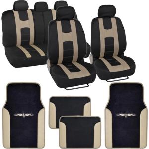 imageBlack ampamp Pink Car Seat Covers wSplit Bench ampamp Light Pink Two Tone Carpet Floor Mats Full SetBlack  Beige