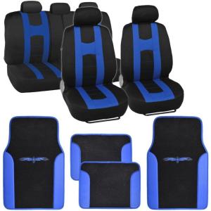 imageBlack ampamp Pink Car Seat Covers wSplit Bench ampamp Light Pink Two Tone Carpet Floor Mats Full SetBlack  Blue