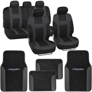 imageBlack ampamp Pink Car Seat Covers wSplit Bench ampamp Light Pink Two Tone Carpet Floor Mats Full SetBlack  Charcoal Gray