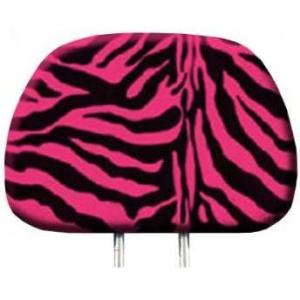 imageBDK Car Headrest Cover in Animal Print  Zebra Hot Pink