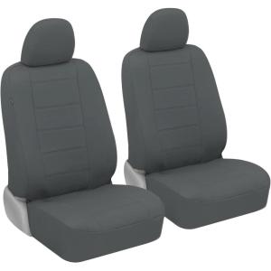 imageBDK UltraLuxe Faux Leather Car Seat Covers Front Seats Only  Front Seat Cover Set Padded for Comfort Universal Fit for Cars Trucks Vans ampamp SUVs Gray