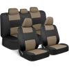 imageBDK PolyPro Beige Car Seat Covers Full Set with 4Piece Car Floor Mats  TwoTone Seat Covers for Cars with Carpet Interior Covers for Auto Truck Van SUVBlack  Beige