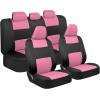 imageBDK PolyPro Beige Car Seat Covers Full Set with 4Piece Car Floor Mats  TwoTone Seat Covers for Cars with Carpet Interior Covers for Auto Truck Van SUVBlack  Pink