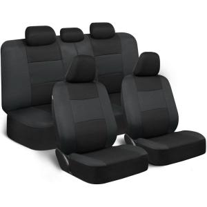 imageBDK PolyCloth Full Car Seat Covers  Reversed Charcoal