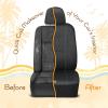imageBDK CampampC Napa Leatherette 2 Front Seat Covers  Faux Leather Car Seat Protectors for Cars ampamp Trucks  UVResistant Easy to Clean Universal Fit  Stylish Coastal Design for Summer Car Interior UpgradeBlack  Blue