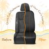 imageBDK CampampC Napa Leatherette 2 Front Seat Covers  Faux Leather Car Seat Protectors for Cars ampamp Trucks  UVResistant Easy to Clean Universal Fit  Stylish Coastal Design for Summer Car Interior UpgradeBlack  Terracotta