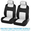 imageBDK PolyPro Car Seat Covers Full Set in Blue Gray on Black Front and Rear Split Bench Seat Covers for Cars Easy to Install Car Seats Cover Set and Accessories for Auto Trucks Van SUV  Blue GrayWhite
