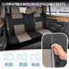 imageBDK PolyPro Car Seat Covers Full Set in Blue Gray on Black Front and Rear Split Bench Seat Covers for Cars Easy to Install Car Seats Cover Set and Accessories for Auto Trucks Van SUV  Blue GrayLight Beige