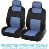 imageBDK PolyPro Car Seat Covers Full Set in Blue Gray on Black Front and Rear Split Bench Seat Covers for Cars Easy to Install Car Seats Cover Set and Accessories for Auto Trucks Van SUV  Blue GrayBlue Gray
