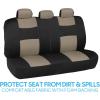 imageBDK PolyPro Car Seat Covers Full Set in Blue Gray on Black Front and Rear Split Bench Seat Covers for Cars Easy to Install Car Seats Cover Set and Accessories for Auto Trucks Van SUV  Blue GrayLight Beige