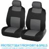 imageBDK PolyPro Car Seat Covers Full Set in Blue Gray on Black Front and Rear Split Bench Seat Covers for Cars Easy to Install Car Seats Cover Set and Accessories for Auto Trucks Van SUV  Blue GrayGray
