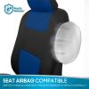 imageBDK PolyPro Car Seat Covers Full Set in Blue Gray on Black Front and Rear Split Bench Seat Covers for Cars Easy to Install Car Seats Cover Set and Accessories for Auto Trucks Van SUV  Blue GrayBlue