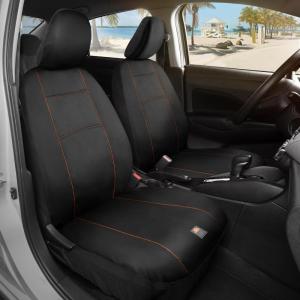 imageBDK CampampC Napa Leatherette 2 Front Seat Covers  Faux Leather Car Seat Protectors for Cars ampamp Trucks  UVResistant Easy to Clean Universal Fit  Stylish Coastal Design for Summer Car Interior UpgradeBlack  Terracotta