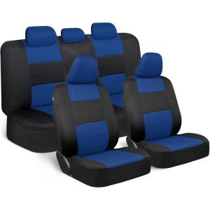 imageBDK PolyPro Car Seat Covers Full Set in Blue Gray on Black Front and Rear Split Bench Seat Covers for Cars Easy to Install Car Seats Cover Set and Accessories for Auto Trucks Van SUV  Blue GrayBlue