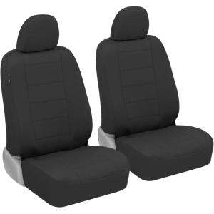 imageBDK carXS Gray Leather Car Seat Covers Front Seats Only 4Piece Faux Leather Seat Covers for Cars Includes Front Seat Covers Automotive Seat Covers for Trucks SUVBlack
