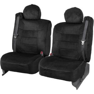 imageBDK Scottsdale Cloth 2Pack Front Seat Covers for PickUp Trucks Trucks Vans with Integrated Seat Belt Detachable Headrest Without Integrated Arm Rest BlackBlack