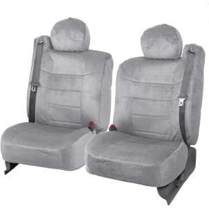 imageBDK Scottsdale Cloth 2Pack Front Seat Covers for PickUp Trucks Trucks Vans with Integrated Seat Belt Detachable Headrest Without Integrated Arm Rest BlackGray